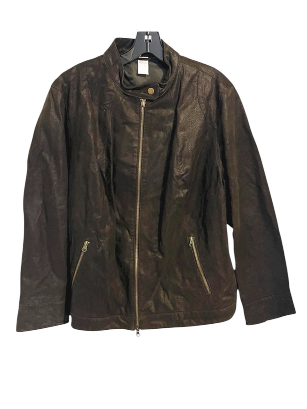 Avon Leather Bomber Jacket Brown Plus Size 1X
Zip up